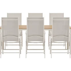Ruokailuryhmä ulos Venture Home, beige Break-pöytä 205x90cm + 6 beigeä Break-tuolia