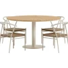 Ruokailuryhmä ulos Venture Home, beige Croft-pöytä Ø120cm + 4 beigeä Alfons-tuolia