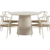 Ruokailuryhmä ulos Venture Home, beige Lanzo-pöytä Ø120cm + 4 beigeä Alfons-tuolia