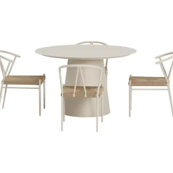 Ruokailuryhmä ulos Venture Home, beige Lanzo-pöytä Ø120cm + 4 beigeä Alfons-tuolia