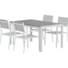 Ruokailuryhmä ulos Venture Home, harmaa Break-pöytä 150x90cm + 4 harmaata Copacabana-tuolia