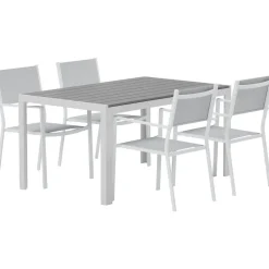 Ruokailuryhmä ulos Venture Home, harmaa Break-pöytä 150x90cm + 4 harmaata Copacabana-tuolia