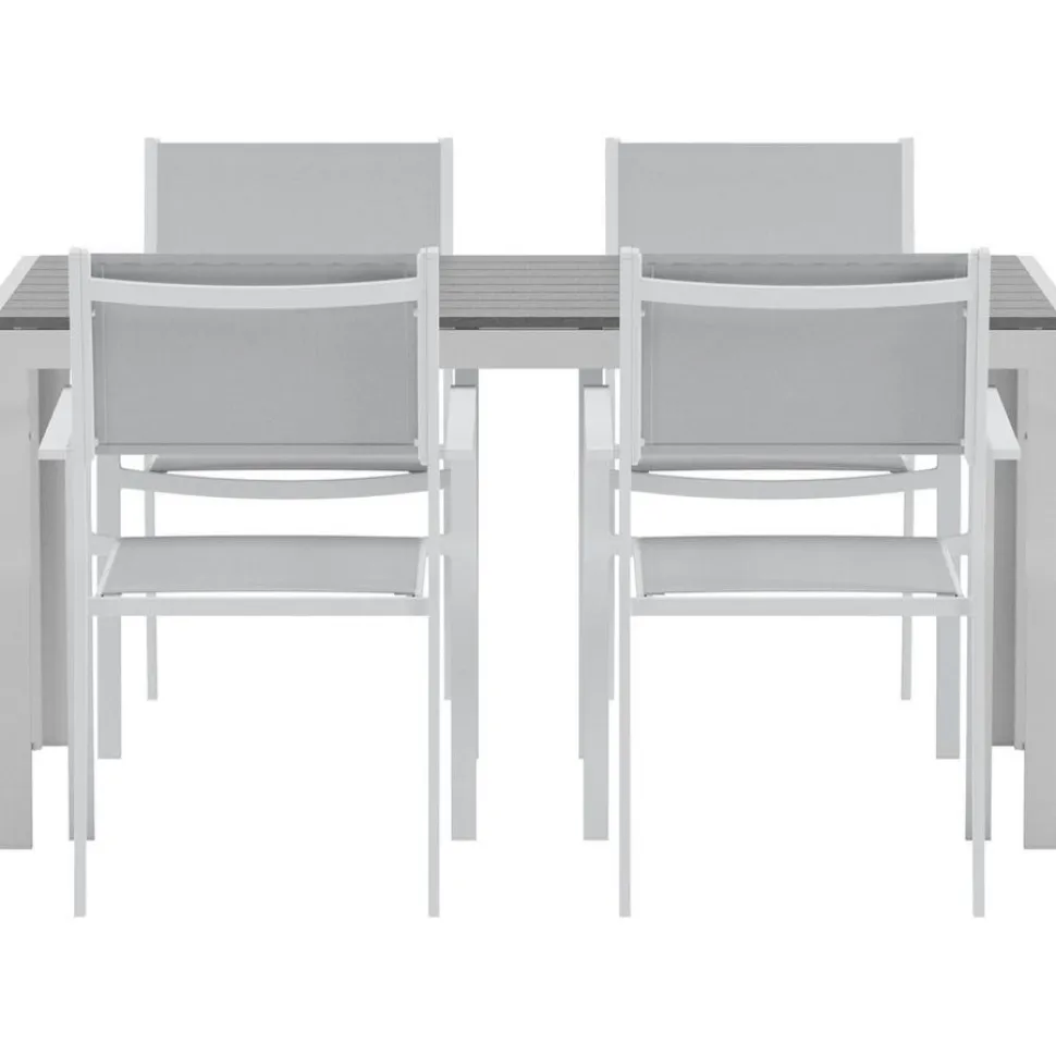 Ruokailuryhmä ulos Venture Home, harmaa Break-pöytä 150x90cm + 4 harmaata Copacabana-tuolia