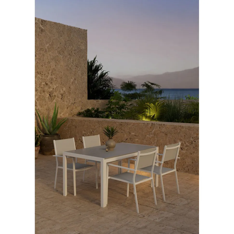 Ruokailuryhmä ulos Venture Home, harmaa Break-pöytä 150x90cm + 4 harmaata Copacabana-tuolia
