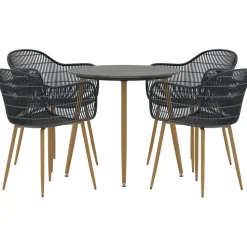 Ruokailuryhmä Venture Home Anafi, ø80cm , 4-istuttava, musta/ruskea