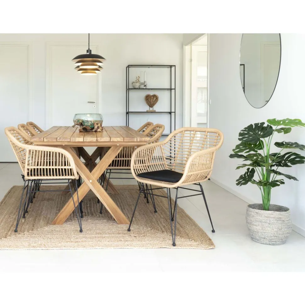 Ruokapöytä House Nordic Murcia, 200x90cm, kierrätetty tiikki, ruskea