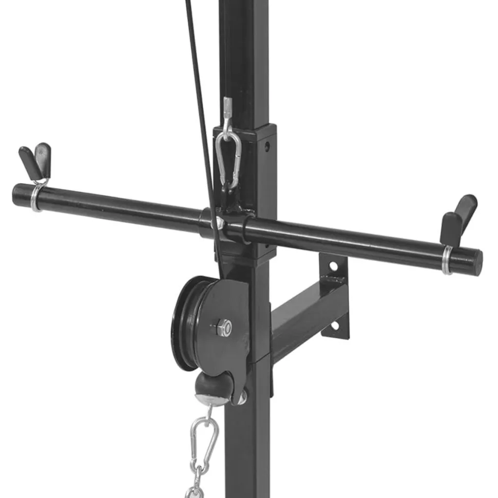 Seinään kiinnitettävä kuntolaite levytanko- ja käsipainosarjalla, 60.5kg