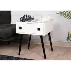 Shakkipöytä Linento Furniture Chesso, 50x50cm, musta/valkoinen
