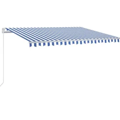 Sisäänkelattava markiisi 2 LEDillä 300x250cm sininen/valkoinen