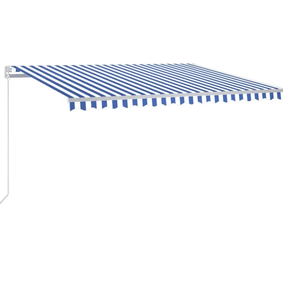 Sisäänkelattava markiisi 2 LEDillä 300x250cm sininen/valkoinen