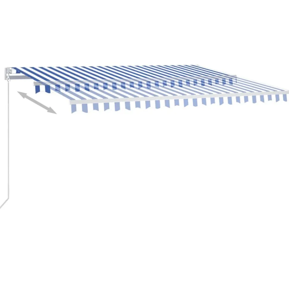 Sisäänkelattava markiisi 2 LEDillä 300x250cm sininen/valkoinen