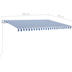 Sisäänkelattava markiisi 2 LEDillä 300x250cm sininen/valkoinen