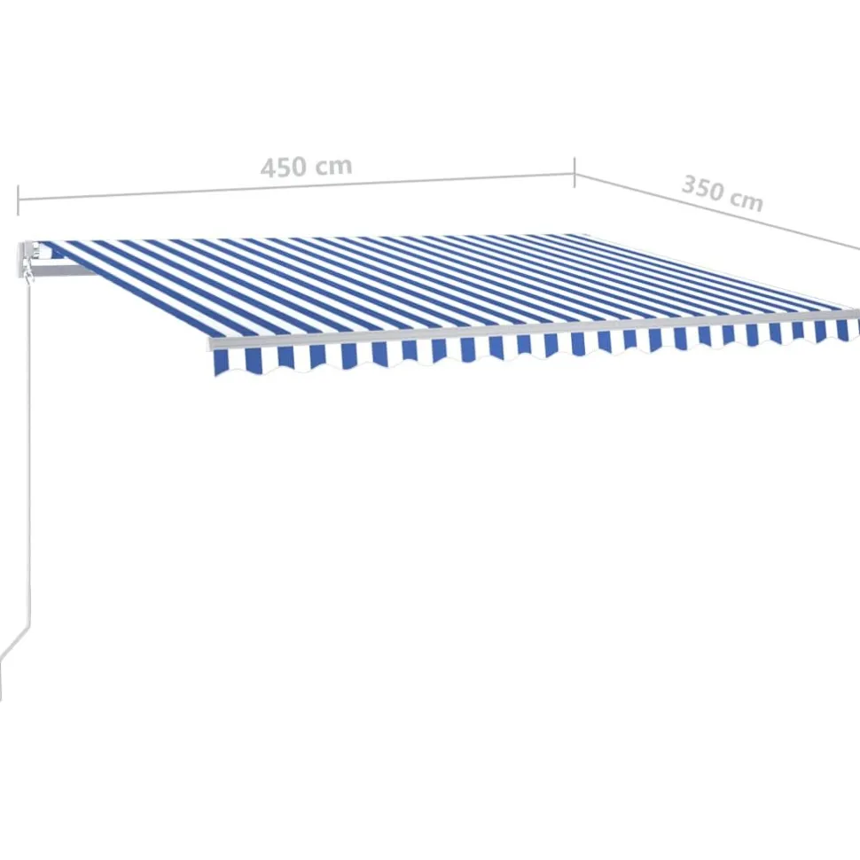 Sisäänkelattava markiisi 2 LEDillä 300x250cm sininen/valkoinen
