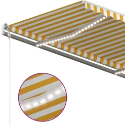 Sisäänkelattava markiisi 2 LEDillä 300x250cm sininen/valkoinen