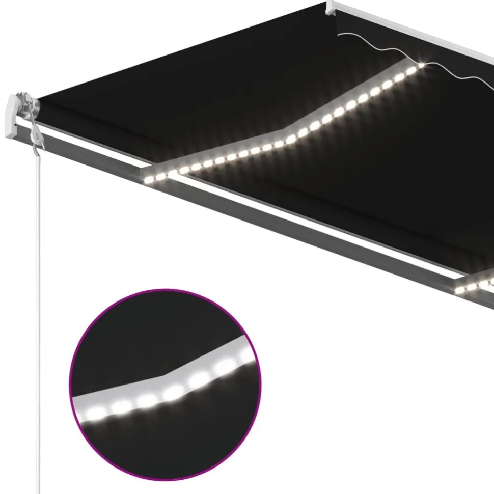 Sisäänkelattava markiisi 2 LEDillä 300x250cm sininen/valkoinen