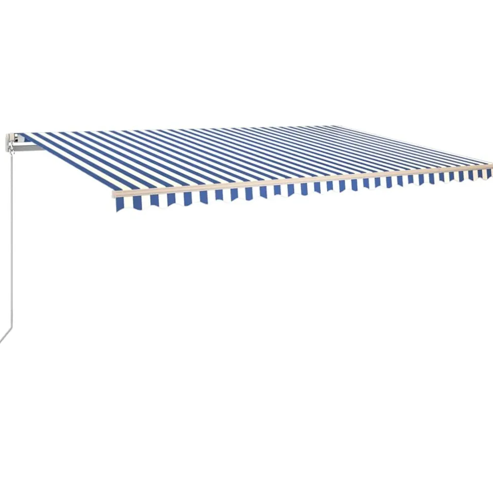 Sisäänkelattava markiisi 2 LEDillä 300x250cm sininen/valkoinen