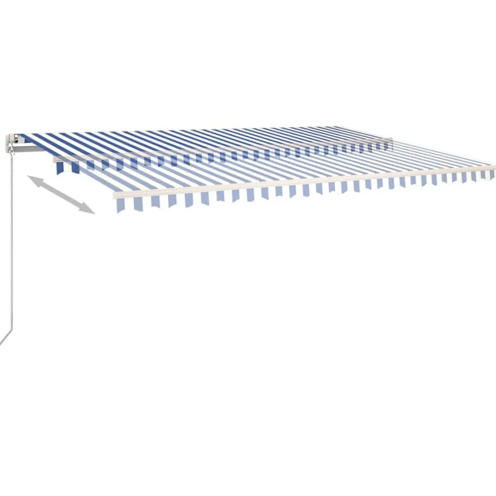 Sisäänkelattava markiisi 2 LEDillä 300x250cm sininen/valkoinen
