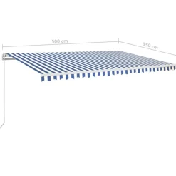 Sisäänkelattava markiisi 2 LEDillä 300x250cm sininen/valkoinen