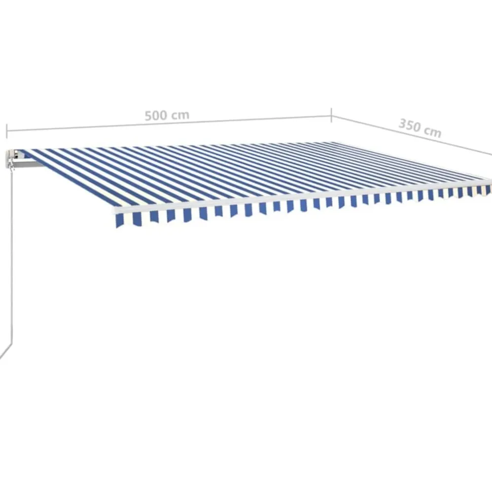 Sisäänkelattava markiisi 2 LEDillä 300x250cm sininen/valkoinen