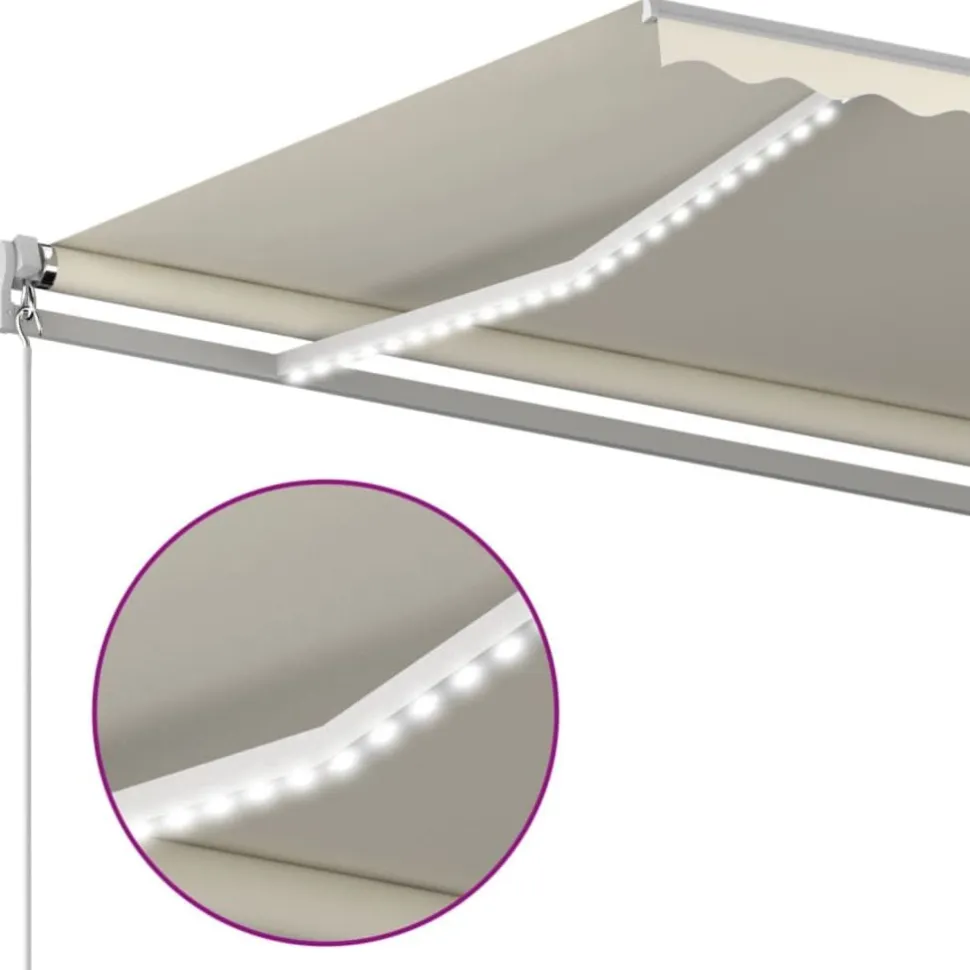 Sisäänkelattava markiisi 2 LEDillä 300x250cm sininen/valkoinen