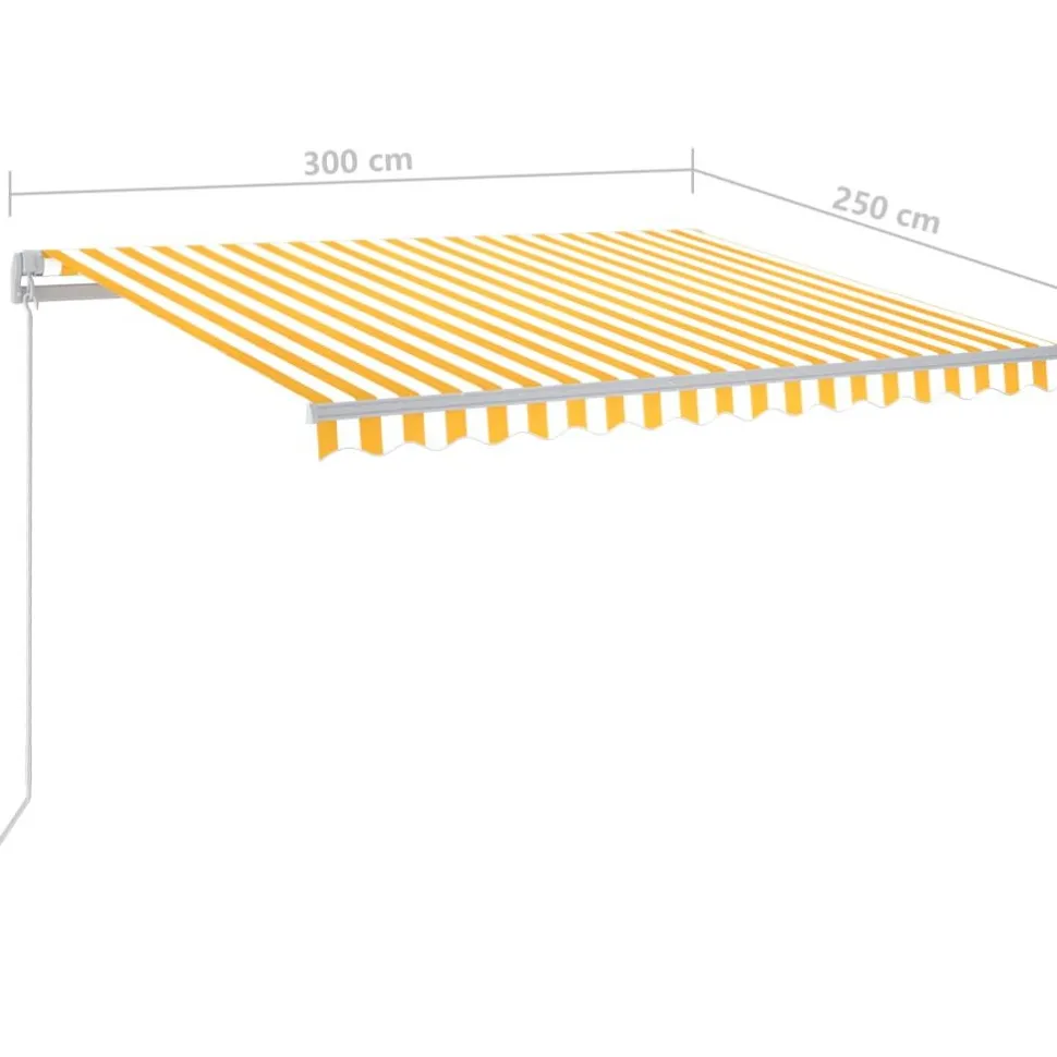Sisäänkelattava markiisi 2 LEDillä 300x250cm sininen/valkoinen
