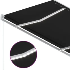 Sisäänkelattava markiisi 2 LEDillä 300x250cm sininen/valkoinen
