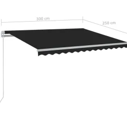 Sisäänkelattava markiisi 2 LEDillä 300x250cm sininen/valkoinen