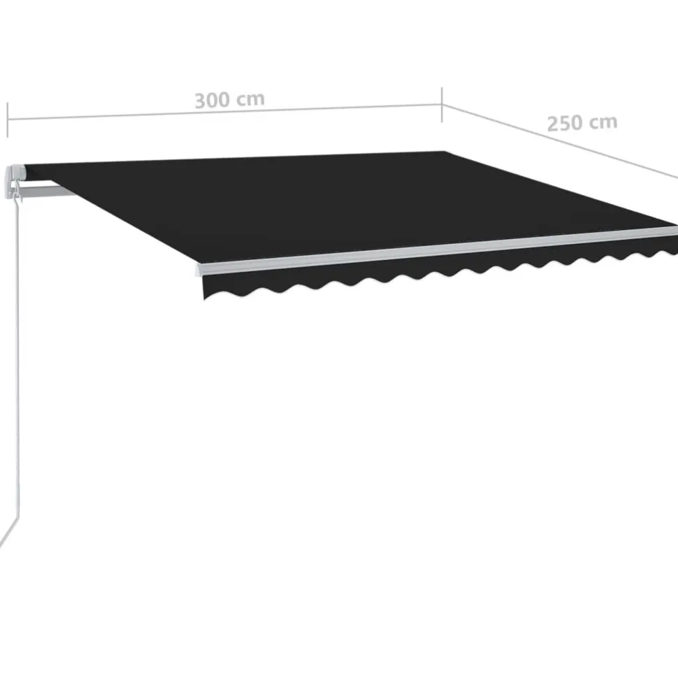 Sisäänkelattava markiisi 2 LEDillä 300x250cm sininen/valkoinen