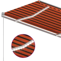 Sisäänkelattava markiisi 2 LEDillä 300x250cm sininen/valkoinen