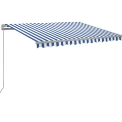 Sisäänkelattava markiisi 2 LEDillä 300x250cm sininen/valkoinen