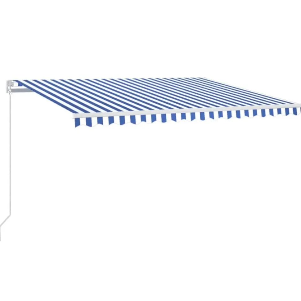 Sisäänkelattava markiisi 2 LEDillä 300x250cm sininen/valkoinen