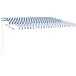 Sisäänkelattava markiisi 2 LEDillä 300x250cm sininen/valkoinen