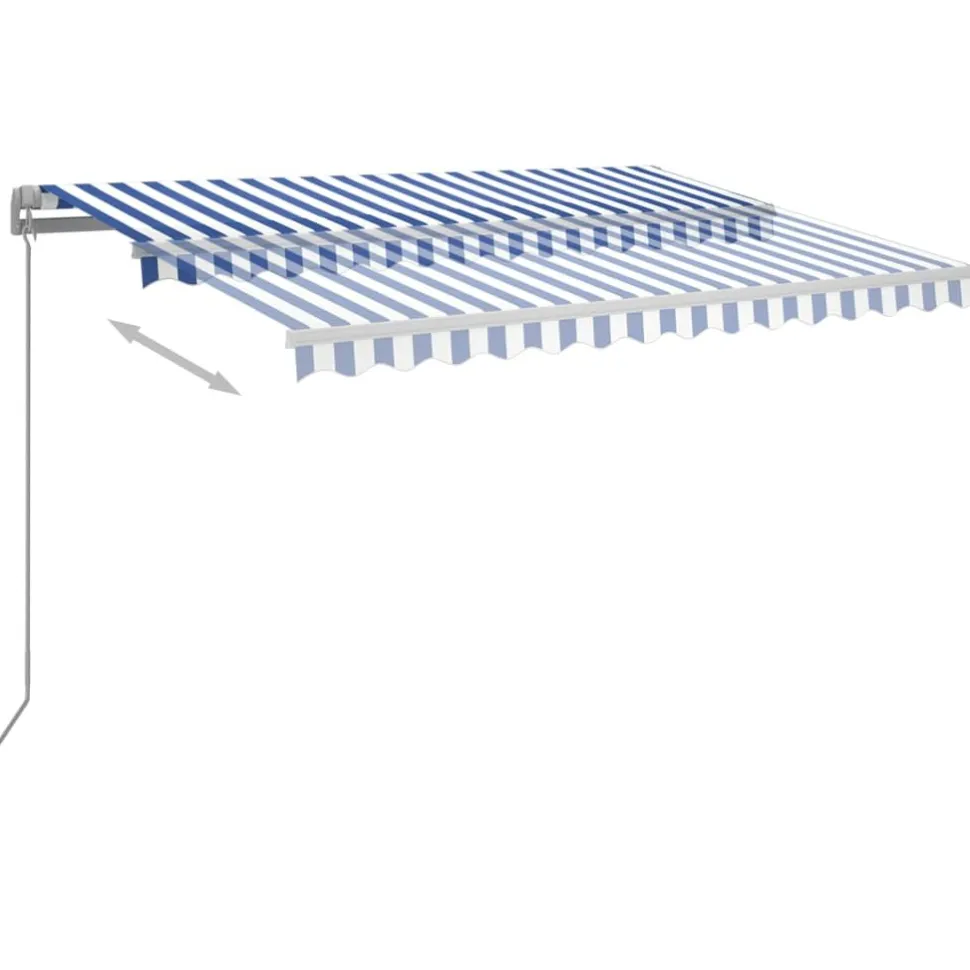 Sisäänkelattava markiisi 2 LEDillä 300x250cm sininen/valkoinen