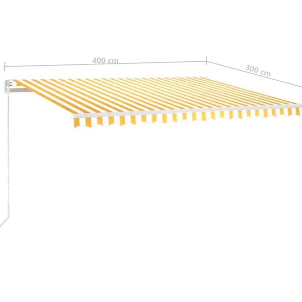 Sisäänkelattava markiisi 2 LEDillä 300x250cm sininen/valkoinen