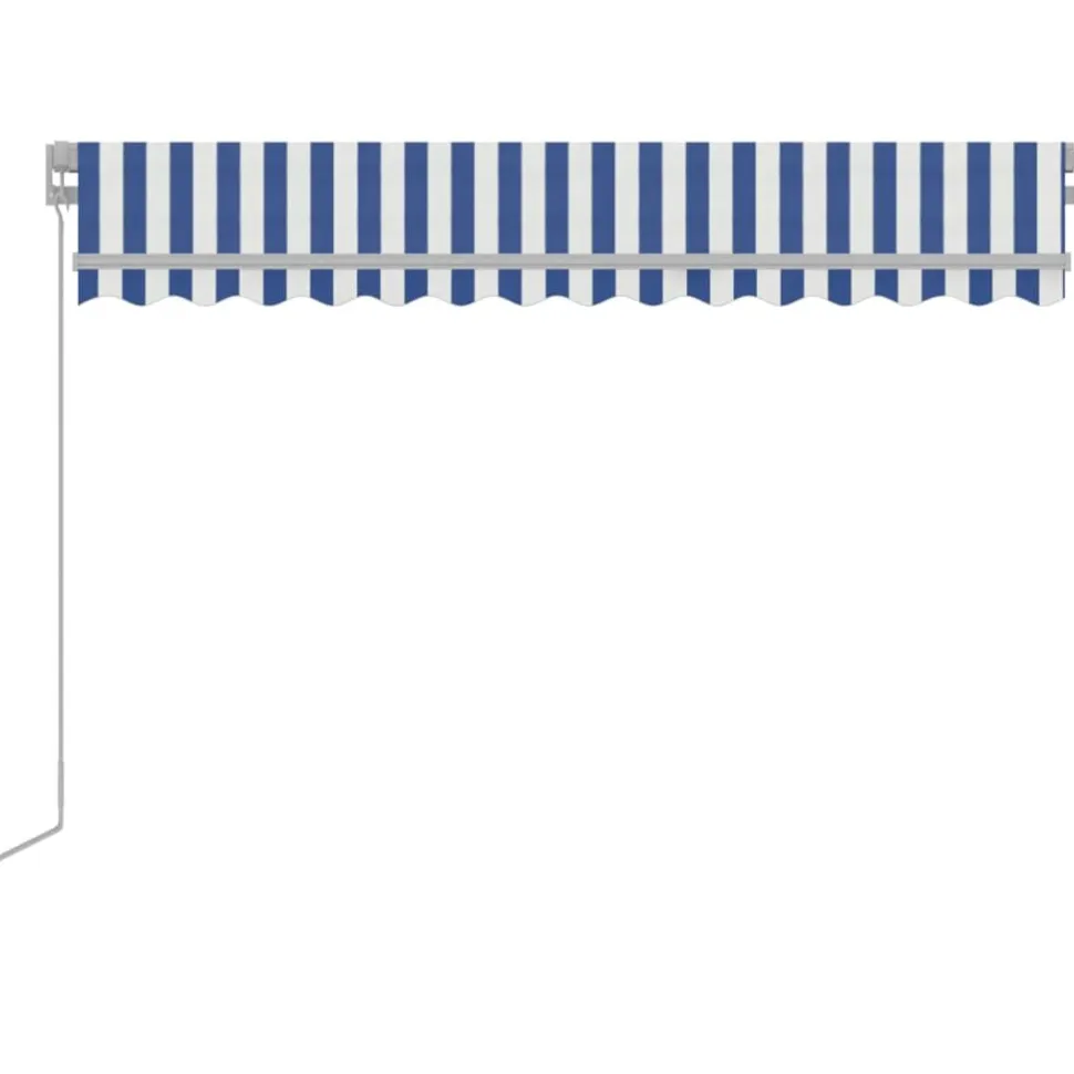 Sisäänkelattava markiisi 2 LEDillä 300x250cm sininen/valkoinen