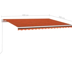 Sisäänkelattava markiisi 2 LEDillä 300x250cm sininen/valkoinen