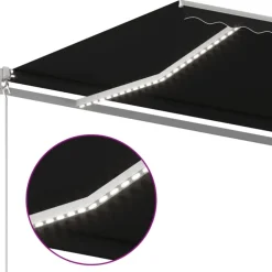Sisäänkelattava markiisi 2 LEDillä 300x250cm sininen/valkoinen