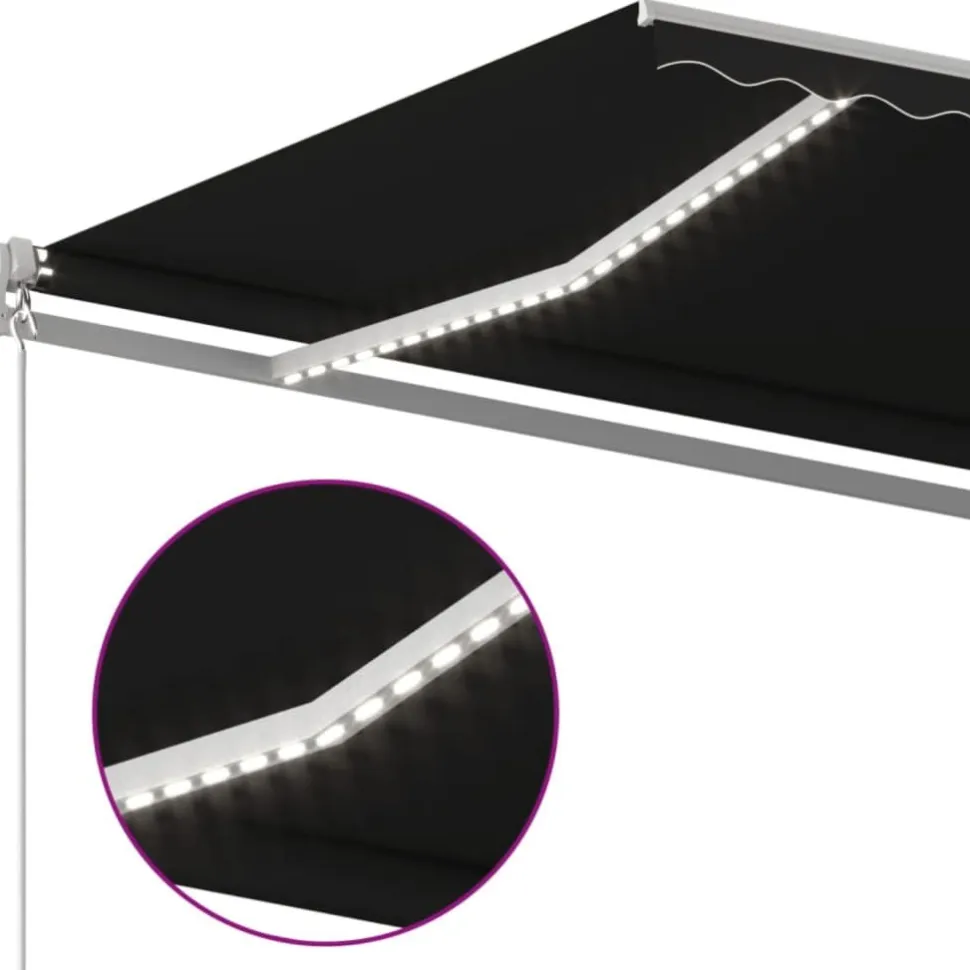Sisäänkelattava markiisi 2 LEDillä 300x250cm sininen/valkoinen