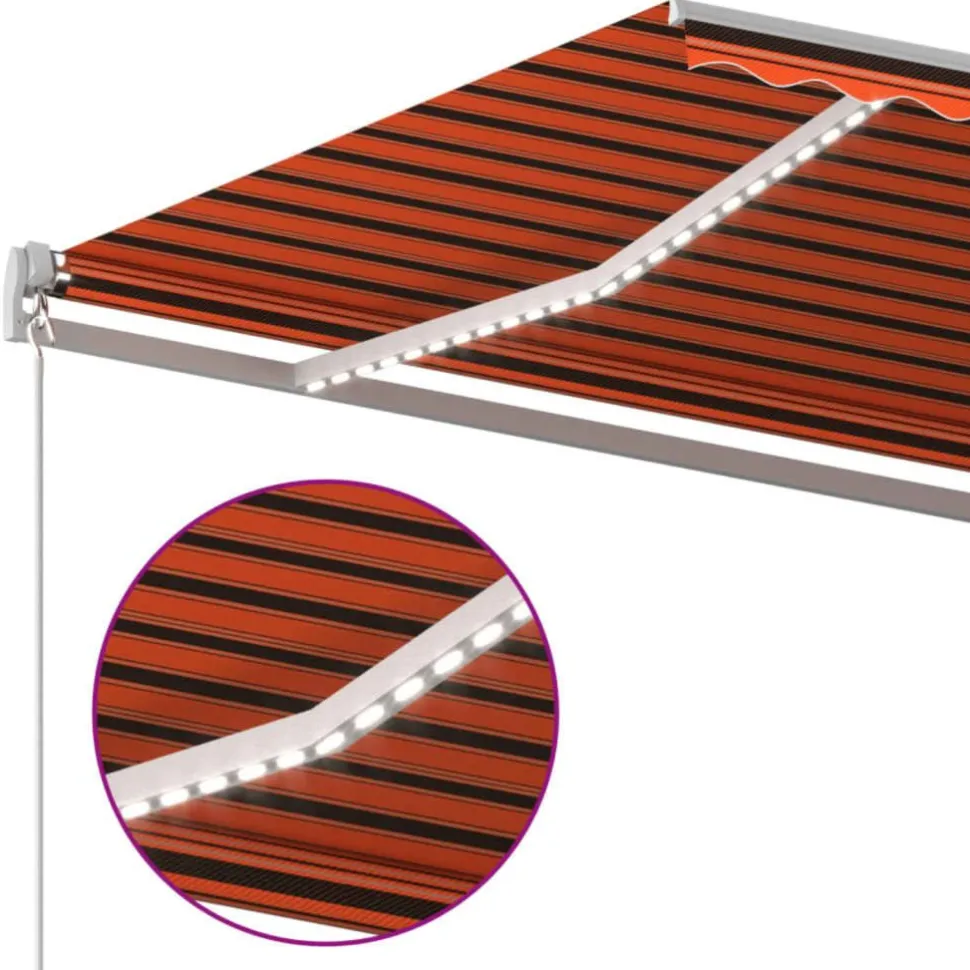 Sisäänkelattava markiisi 2 LEDillä 300x250cm sininen/valkoinen