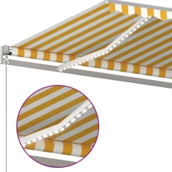 Sisäänkelattava markiisi 2 LEDillä 300x250cm sininen/valkoinen