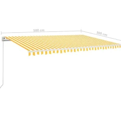 Sisäänkelattava markiisi 2 LEDillä 300x250cm sininen/valkoinen