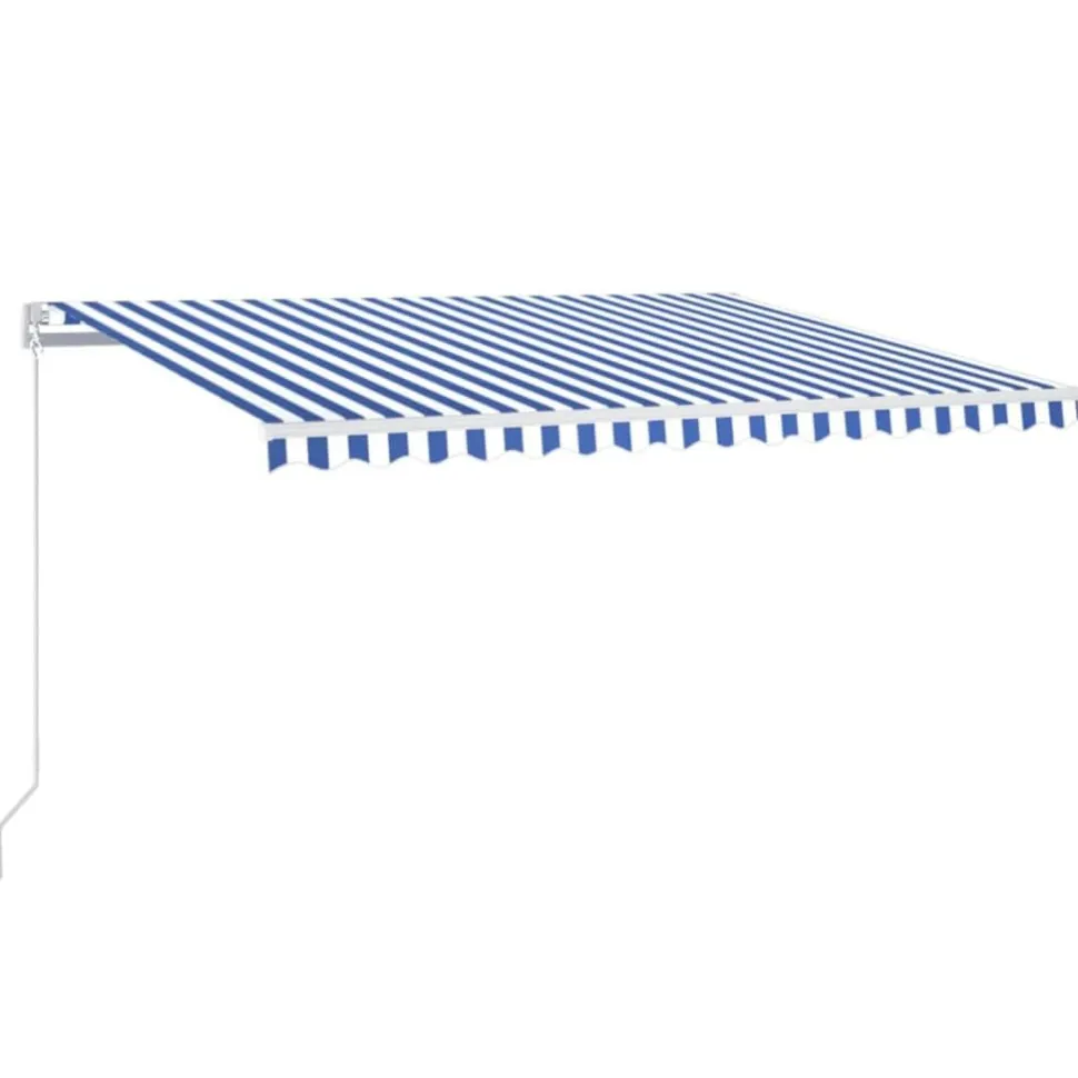Sisäänkelattava markiisi 2 LEDillä 300x250cm sininen/valkoinen