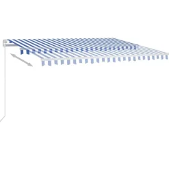 Sisäänkelattava markiisi 2 LEDillä 300x250cm sininen/valkoinen