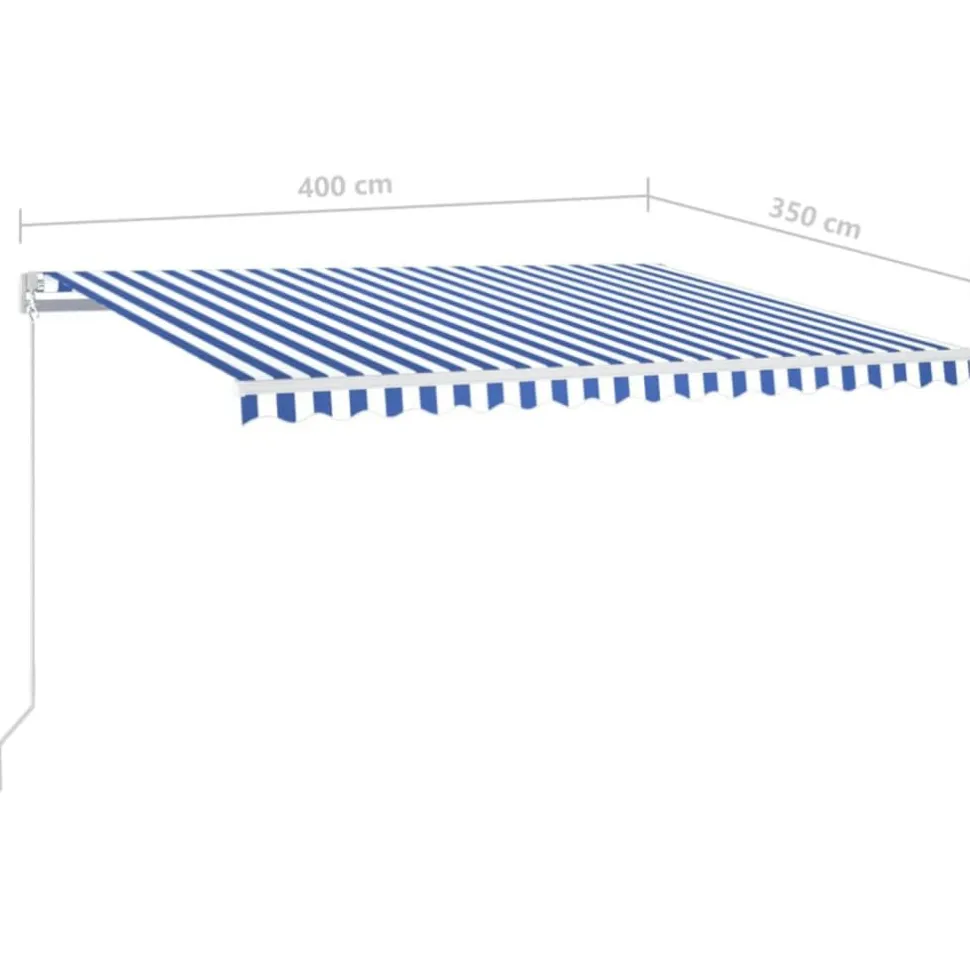 Sisäänkelattava markiisi 2 LEDillä 300x250cm sininen/valkoinen