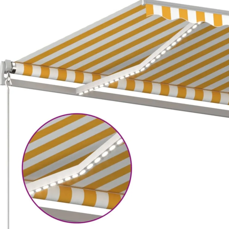 Sisäänkelattava markiisi 2 LEDillä 300x250cm sininen/valkoinen