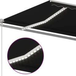 Sisäänkelattava markiisi 2 LEDillä 300x250cm sininen/valkoinen