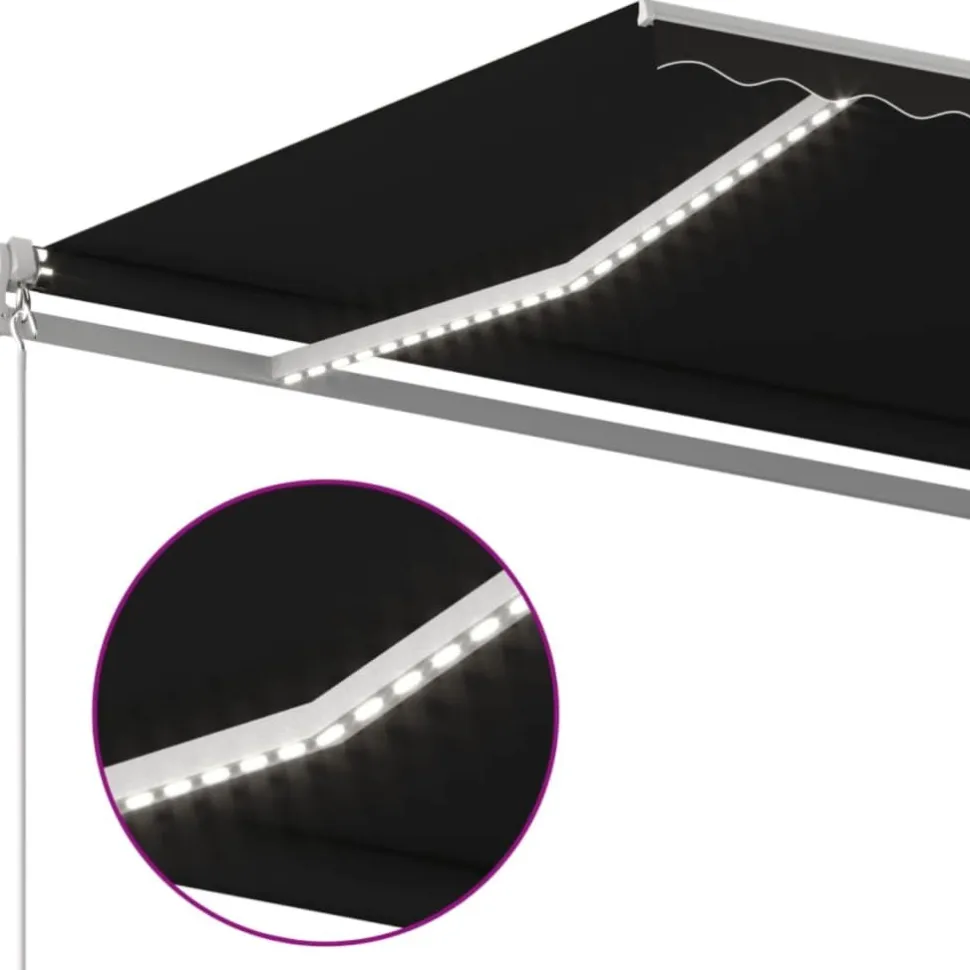Sisäänkelattava markiisi 2 LEDillä 300x250cm sininen/valkoinen