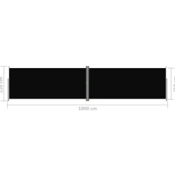 Sisäänvedettävä sivumarkiisi 117x1200 cm musta