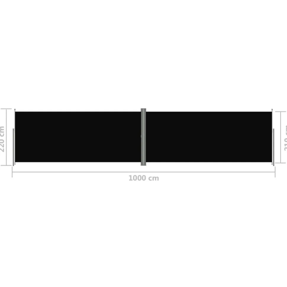 Sisäänvedettävä sivumarkiisi 117x1200 cm musta