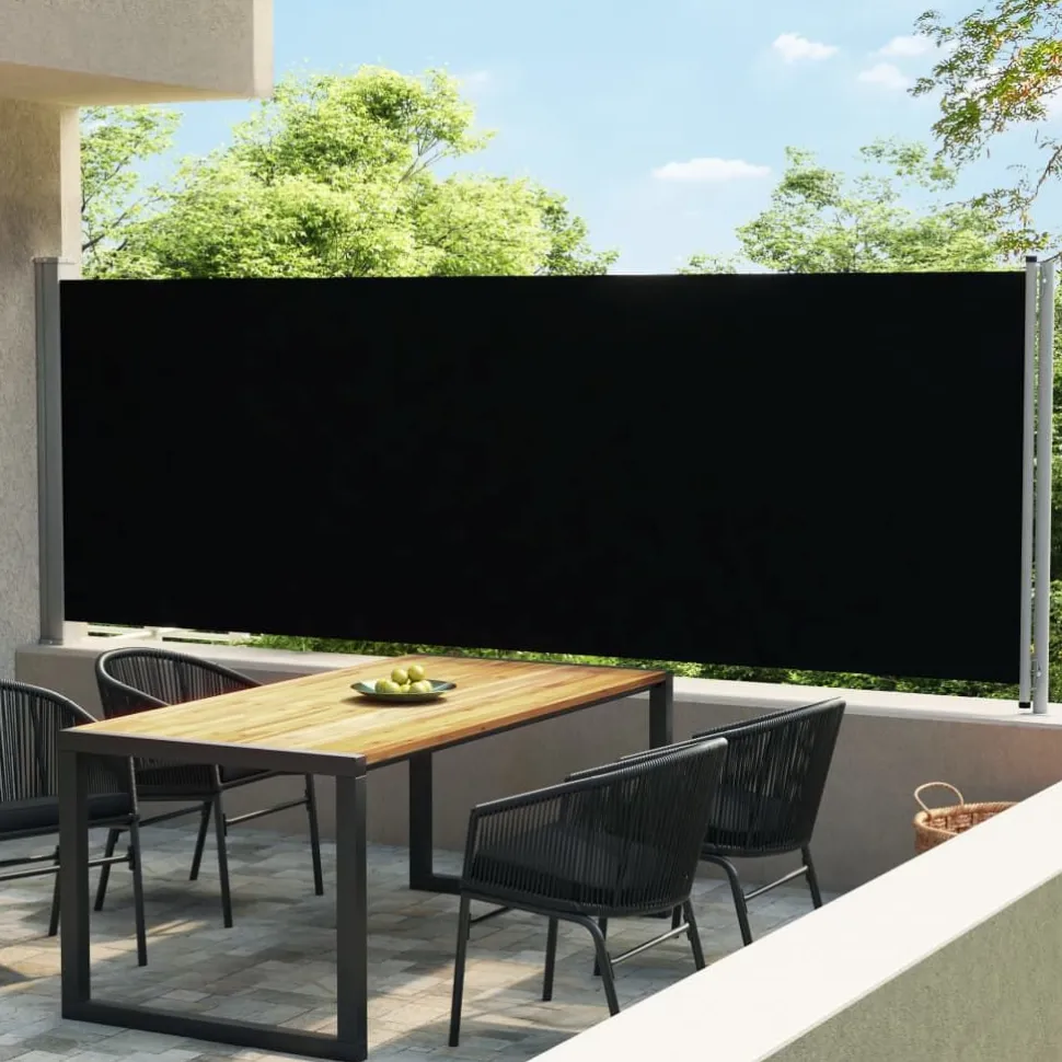 Sisäänvedettävä terassin sivumarkiisi 600x160 cm musta